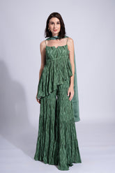 Lush - Woodland Grass Green Embroidered Sharara Set